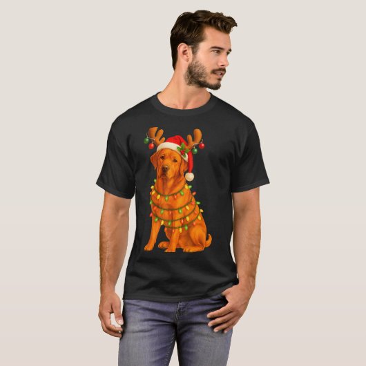 Fox Red Lab Christmas Tree Light Pajama Labrador D T-shirt (Voorkant volledig)