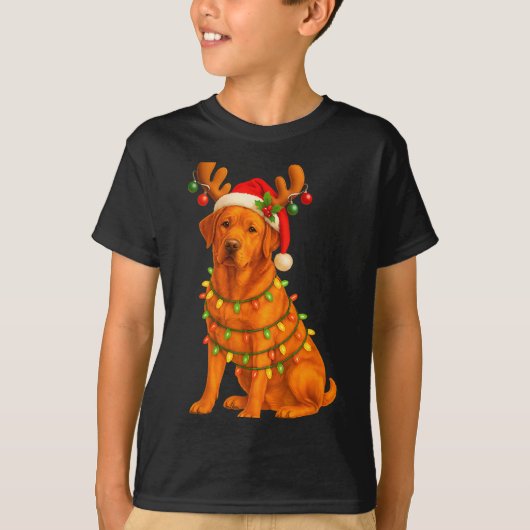 Fox Red Lab Christmas Tree Light Pajama Labrador D T-shirt (Voorkant)