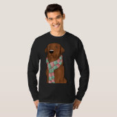 Fox Red Lab met kerstsjaal gemonteerd T-shirt (Voorkant volledig)