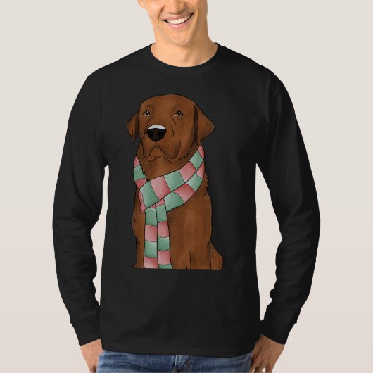 Fox Red Lab met kerstsjaal gemonteerd T-shirt (Voorkant)