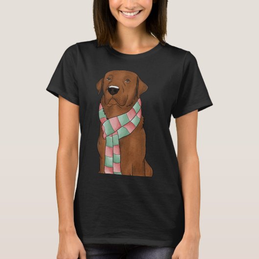 Fox Red Lab met kerstsjaal gemonteerd T-shirt (Voorkant)