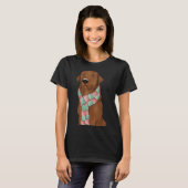 Fox Red Lab met kerstsjaal gemonteerd T-shirt (Voorkant volledig)
