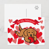 Fox Red Lab Puppy Kauwhart Valentijn Feestdagenkaart (Voorkant / Achterkant)