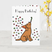 Fox Red Labrador Birthday Party Confetti Kaart (Gele Bloem)