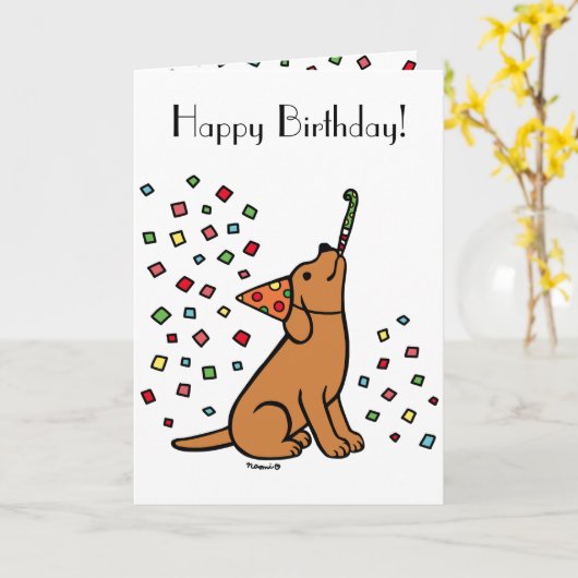 Fox Red Labrador Birthday Party Confetti Kaart (Gele Bloem)