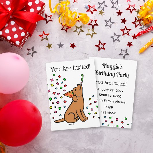 Fox Red Labrador Confetti Verjaardagsfeest Kaart