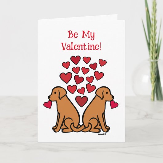 Fox Red Labrador Duo Hearts Valentijn Feestdagen Kaart (Voorkant)