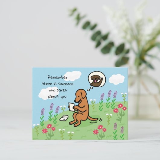 Fox Red Labrador en brief Iemand geeft om Briefkaart (Staand voorkant)