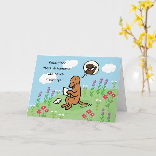 Fox Red Labrador en brief Iemand geeft om Kaart (Gele Bloem)