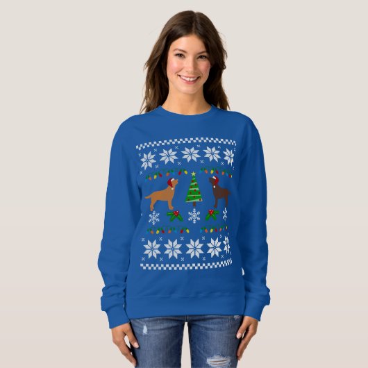 Fox Red Labrador en Chocolate Labrador Kerstmis Trui (Voorkant volledig)