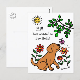 Fox Red Labrador en Green Hi Briefkaart