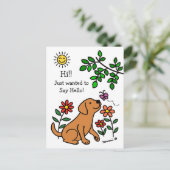 Fox Red Labrador en Green Hi Briefkaart (Staand voorkant)