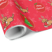 Fox Red Labrador en Santa kerstCartoon Cadeaupapier (Rol Hoek)