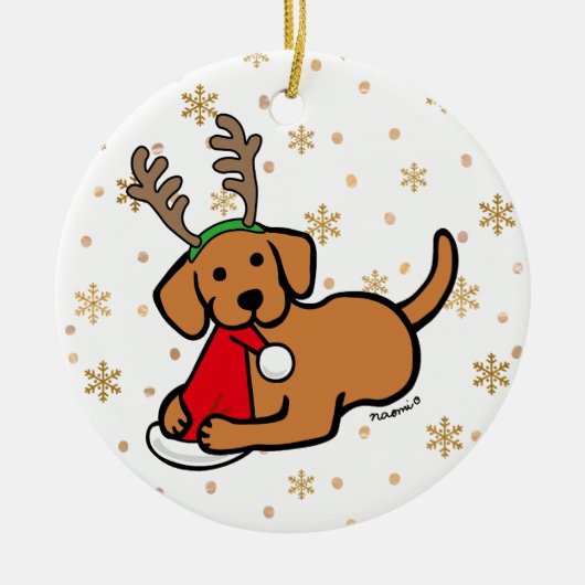 Fox Red Labrador en Santa kerstCartoon Keramisch Ornament (Voorkant)