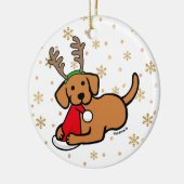 Fox Red Labrador en Santa kerstCartoon Keramisch Ornament (Links)