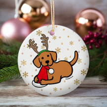Fox Red Labrador en Santa kerstCartoon
