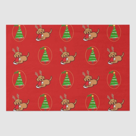 Fox Red Labrador en Santa kerstCartoon Tissuepapier (Voorkant)