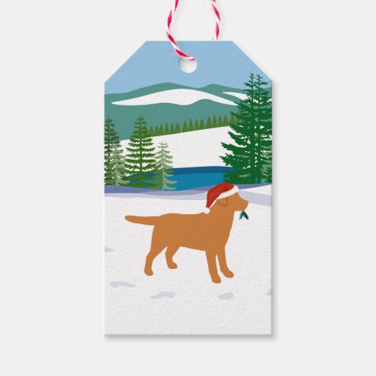 Fox Red Labrador-kerstEvergreen Santa Hat Cadeaulabel (Voorkant)