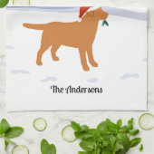 Fox Red Labrador-kerstEvergreen Santa Hat Theedoek (Gevouwen)