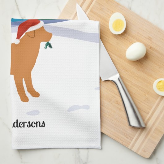 Fox Red Labrador-kerstEvergreen Santa Hat Theedoek (Quarter Fold)