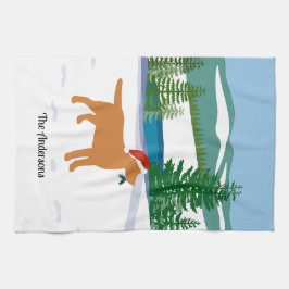 Fox Red Labrador-kerstEvergreen Santa Hat Theedoek