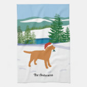 Fox Red Labrador-kerstEvergreen Santa Hat Theedoek (Verticaal)