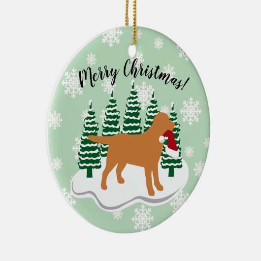 Fox Red Labrador-kerstEvergreen Snowflakes Keramisch Ornament (Rechts)