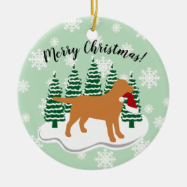 Fox Red Labrador-kerstEvergreen Snowflakes Keramisch Ornament