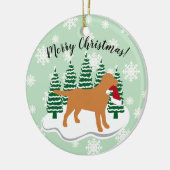 Fox Red Labrador-kerstEvergreen Snowflakes Keramisch Ornament (Links)