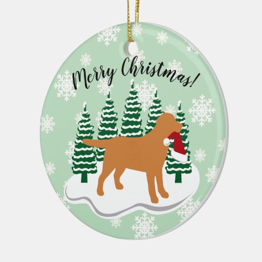 Fox Red Labrador-kerstEvergreen Snowflakes Keramisch Ornament (Links)