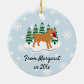 Fox Red Labrador-kerstEvergreen Snowflakes Keramisch Ornament (Achterkant)