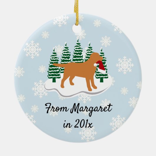 Fox Red Labrador-kerstEvergreen Snowflakes Keramisch Ornament (Achterkant)