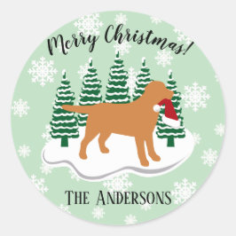 Fox Red Labrador-kerstEvergreen Snowflakes Ronde Sticker