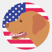 Fox Red Labrador Profiel Amerikaanse vlag Ronde Sticker (Voorkant)