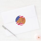 Fox Red Labrador Profiel Amerikaanse vlag Ronde Sticker (Envelop)