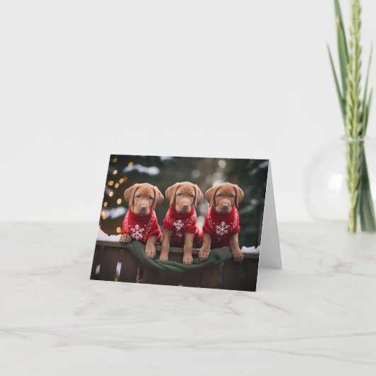 Fox Red Labrador Puppies Kerst Kaart (Voorkant)