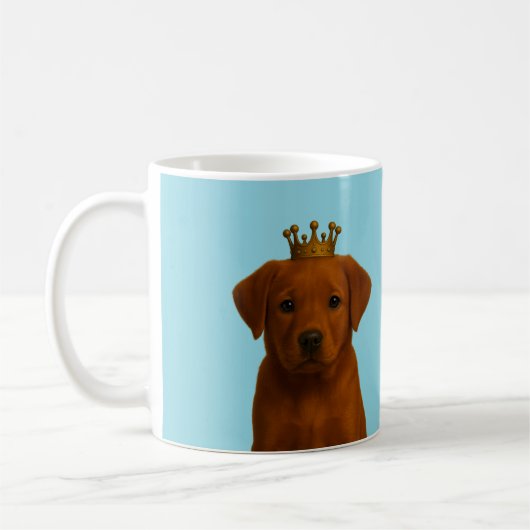 Fox Red Labrador Puppy in Gold Crown Schattige Koffiemok (Links)