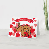 Fox Red Labrador Puppy Kauwhart Valentijn Feestdagen Kaart (Voorkant)