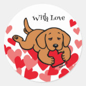 Fox Red Labrador Puppy Kauwhart Valentijn Ronde Sticker (Voorkant)