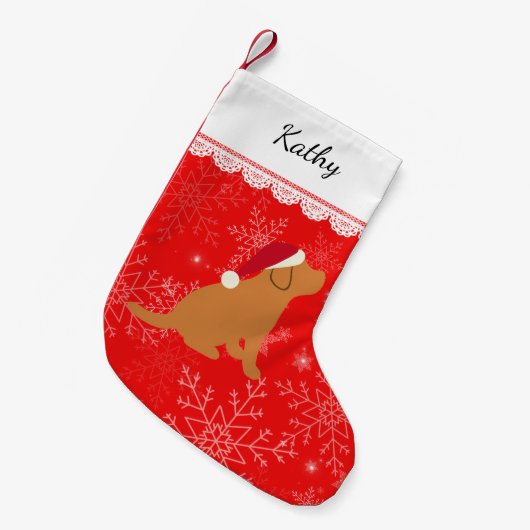 Fox Red Labrador Puppy Kleine Kerstsok (Voorkant (Hangend))
