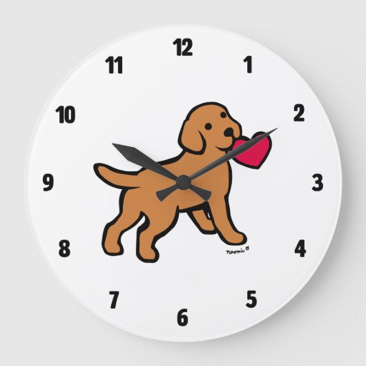 Fox Red Labrador Puppy Little Heart Grote Klok (Voorkant)
