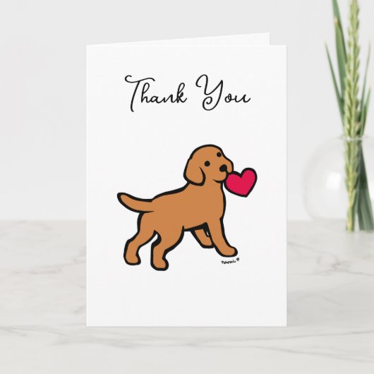 Fox Red Labrador Puppy met een Hart Bedankkaart (Voorkant)