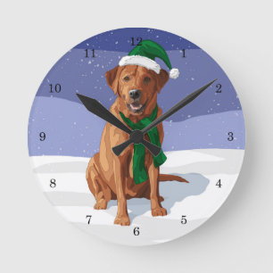 Fox Red Labrador Retriever Christmas Dog Ronde Klok
