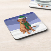 Fox Red Labrador Retriever kersthond Bier Onderzetter (Linkerzijde)