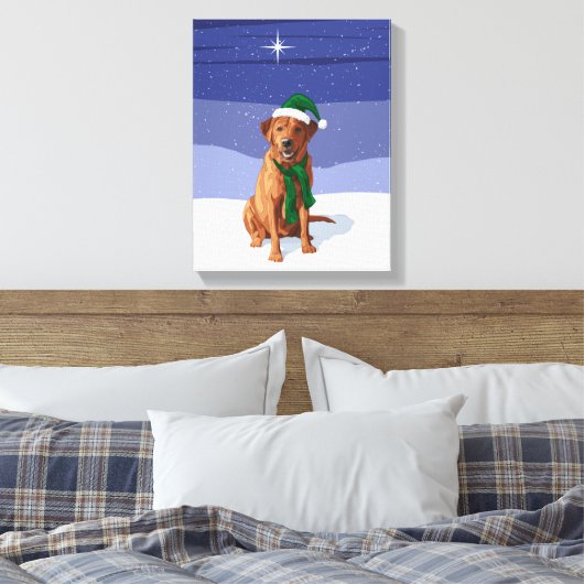 Fox Red Labrador Retriever kersthond Canvas Afdruk (Insitu (Slaapkamer))