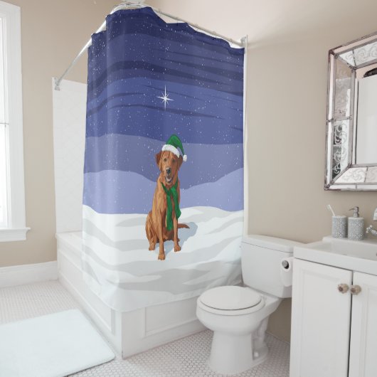 Fox Red Labrador Retriever kersthond Douchegordijn (In situ)