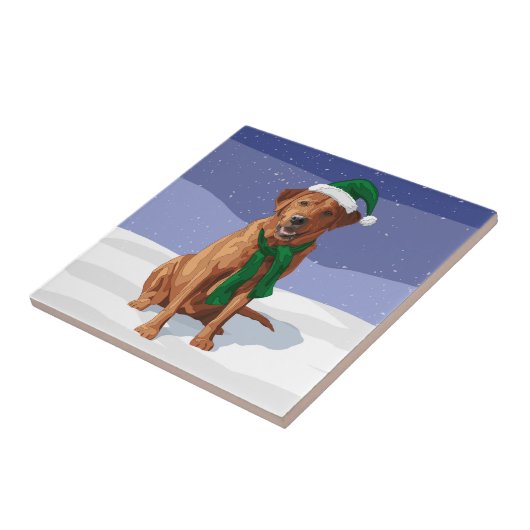 Fox Red Labrador Retriever kersthond Tegeltje (Zijkant)