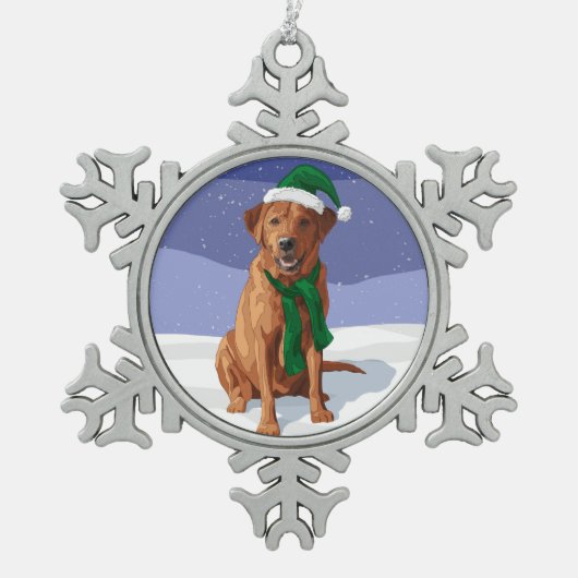 Fox Red Labrador Retriever kersthond Tin Sneeuwvlok Ornament (Voorkant)