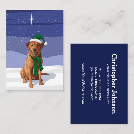 Fox Red Labrador Retriever kersthond Visitekaartje (Voorkant / Achterkant)