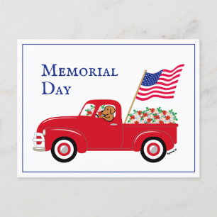 Fox Red Labrador Rode Vrachtwagen Memorial Day ran Briefkaart